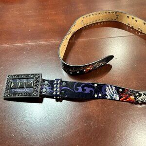 Christian Audigier Vintage Handmade Genuine Leather Belt (Python Effect)